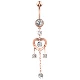 Heart Flower Long Dangled  Pearl Belly Button Rings