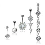 Surgical Steel Crystal Belly Sunflower Belly Button Rings