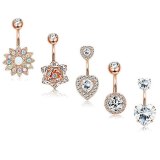 Surgical Steel Crystal Belly Sunflower Belly Button Rings