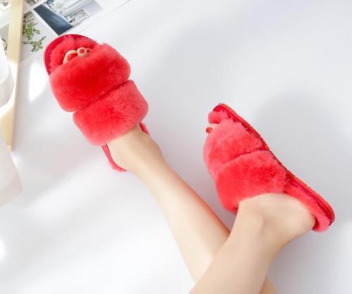 Women's Fashion Outdoor Real Wool Slippers Slides