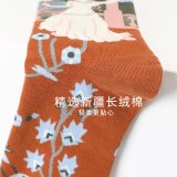 Women Art Couple Funny Pattern Cotton Long Socks XX22095106