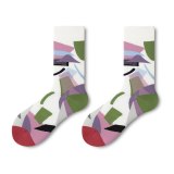 Women Art Couple Funny Pattern Cotton Long Socks XX22095106