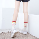 Women's Cotton Mid-Length Candy Color Letter Crew Socks XX3904253