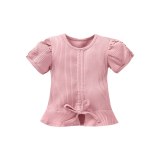 Kids Baby Girls Short Sleeve Solid Summer Cotton Tops L492103