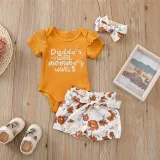 Baby Girl Clothes Letter Short Sleeve 3 Pcs Bodysuits Bodysuit Outfit Outfits YQ14455