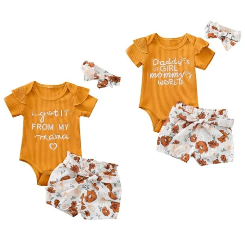 Baby Girl Clothes Letter Short Sleeve 3 Pcs Bodysuits Bodysuit Outfit Outfits YQ14455