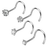 Surgical Steel Crystal Nostril Screw Rhinestone Nose Rings 2019042738
