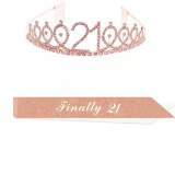 Birthday Girl Sash and Rhinestone Crown Set - Birthday Party Supplies JQ-40516