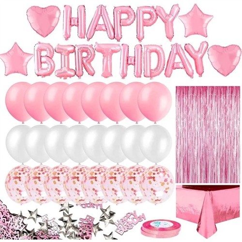 Happy Birthdays Rose Gold Happy Birthdays Balloon ,Banner Set 12-12