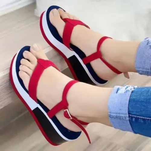 Women's Fashion Simple Belt Single Buckle Thick Summer Sandals