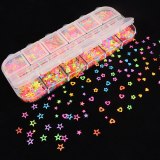12 Grid Fluorescent Flakes Butterfly Star Heart Mixed Color Glitter Nail Art Making DIY