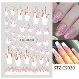 Fire Flame Nail Art Stickers 3D Pink Black Nail Patch STZCS012-03344