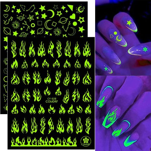 Back Glue Nail Decals Fluorescent Light Designs Nail Stickers CY028-3647