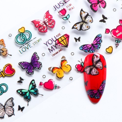 Popular Flowers And Butterflies Series Transparent Nail Patch XK10213