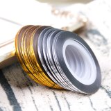 10pcs 0.5mm Nail Striping Tape Line Gold Silver Strips 3D Nail Art Adhesive Stickers