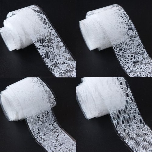 Lace Nail Transfer Foil Decal Black White Sexy Full Wraps Flower Stickers