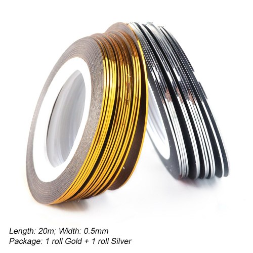 10pcs 0.5mm Nail Striping Tape Line Gold Silver Strips 3D Nail Art Adhesive Stickers