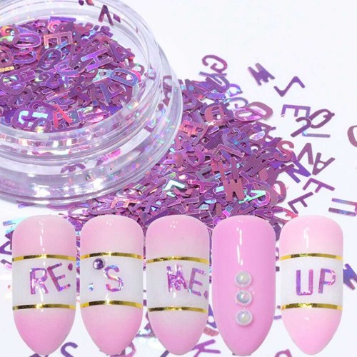 English Letters Sequins Glitter Makeup Nail Patch