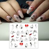 Letter Nail Water Decals Flower Bad Gril Art Design Stickers BN14534-12