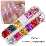 12 Grids Glitter Sequins For Nail Love Heart-Shape Stickers