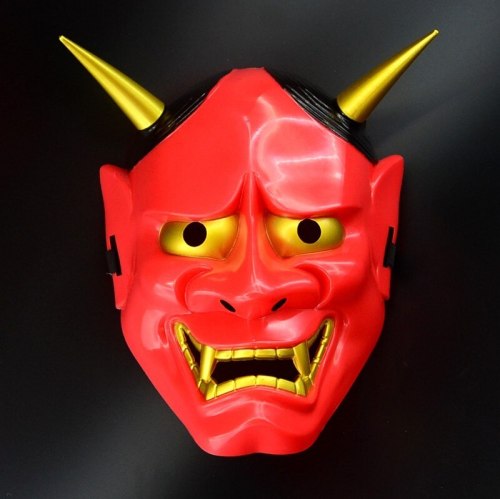 Tradition Cosplay Red Demon Omen Noh Kabuki Samurai