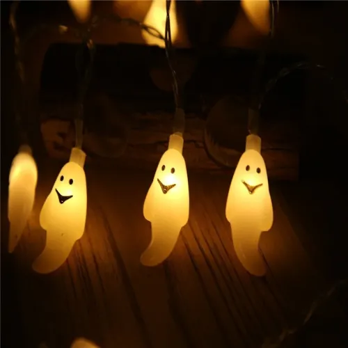 Black Skull Head Halloween Decoration String Battery Lights 00819