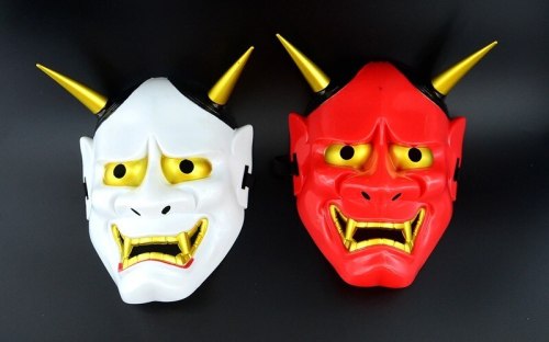 Tradition Cosplay Red Demon Omen Noh Kabuki Samurai