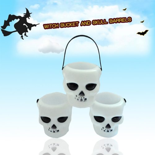 Halloween Skull Cauldron Black/White Candy Party Hanging Props Candy Bucket