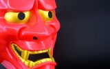 Tradition Cosplay Red Demon Omen Noh Kabuki Samurai