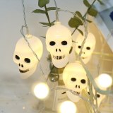Black Skull Head Halloween Decoration String Battery Lights 00819