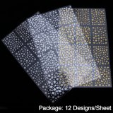 12pcs Snowflake Nail Art Stickers 3D Christmas Designs Adhesive Sliders TY091-10213
