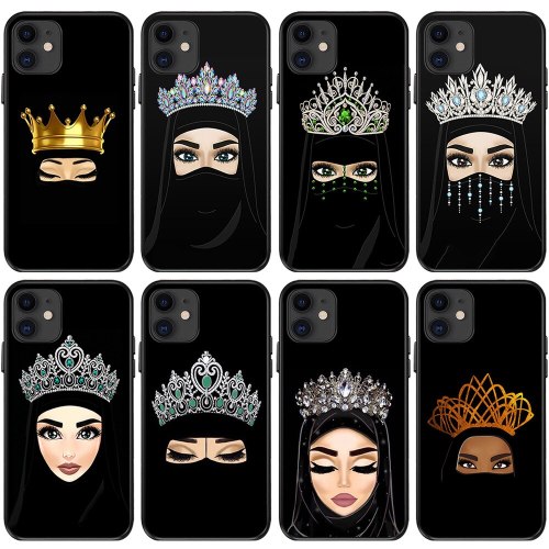 Muslim Girl Pattern Black Matte Phone Case