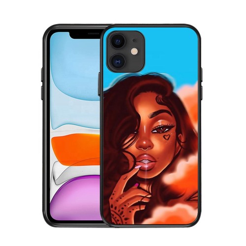 Poppin Melanin Black Girl Aba Fashion Soft Bumper Phone Case For Iphone 12