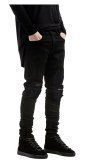 Fashion Jeans High Street Pure Black Slim Small Foot Elastic Pants