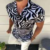 Men Casual Slim Fit Long Sleeve Print Shirt Tops YHCS