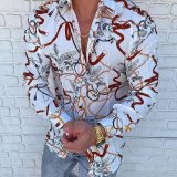 Men Casual Slim Fit Long Sleeve Print Shirt Tops YHCS