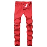 Fashion Jeans High Street Pure Black Slim Small Foot Elastic Pants