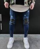 Fashion Men's Washed Ripped Destroyed Jeans Biker Pants