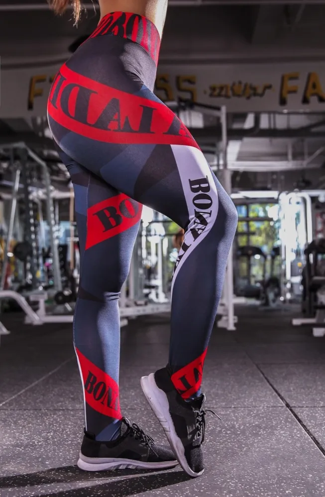 Women Letter Print High Waist Push Up Pant Pants 6079810