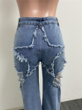 Fashion Women Hollow Out High Waist Jeans Pant Pants X113546
