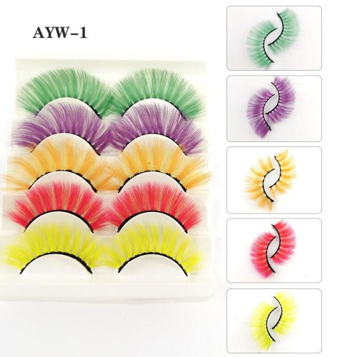 5 Pairs 3D Colored Faux Mink Eyelashes
