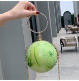 Women Marble Acrylic Ball Evening Clutch Mental Handbags 208394