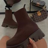 Women New Thick-Soled Knitted Short Boots