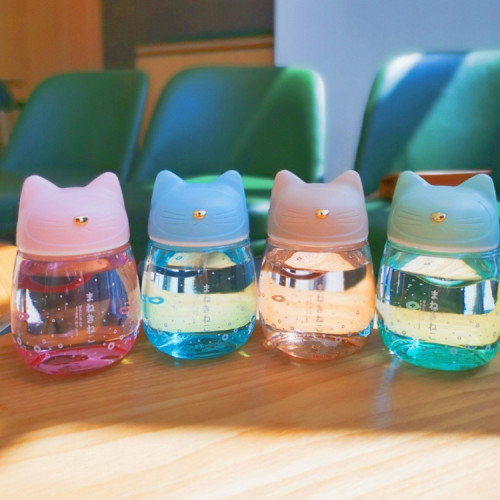 Easy to Carry Cartoon Transparent Portable Cute Mini Kitten Belly Water Glass Cups