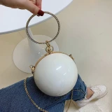 Women Marble Acrylic Ball Evening Clutch Mental Handbags 208394