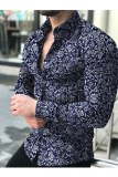 Men Spring Vintage Floral Printed Long Sleeve Shirts Tops CS1627
