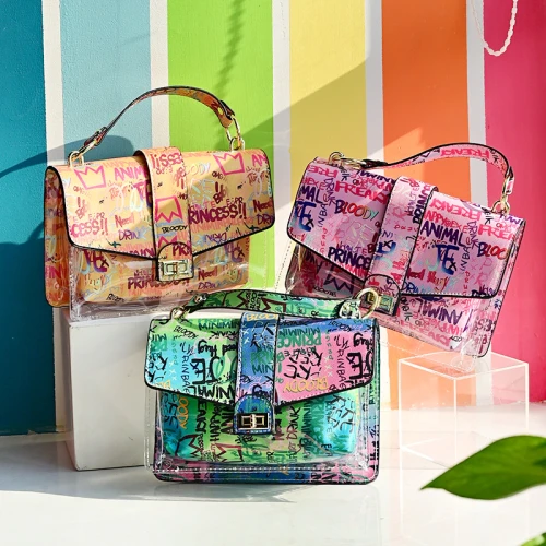 Graffiti Ladies Translucent Shoulder Bag Wallet Large Capacity Messenger Bags PS-805364