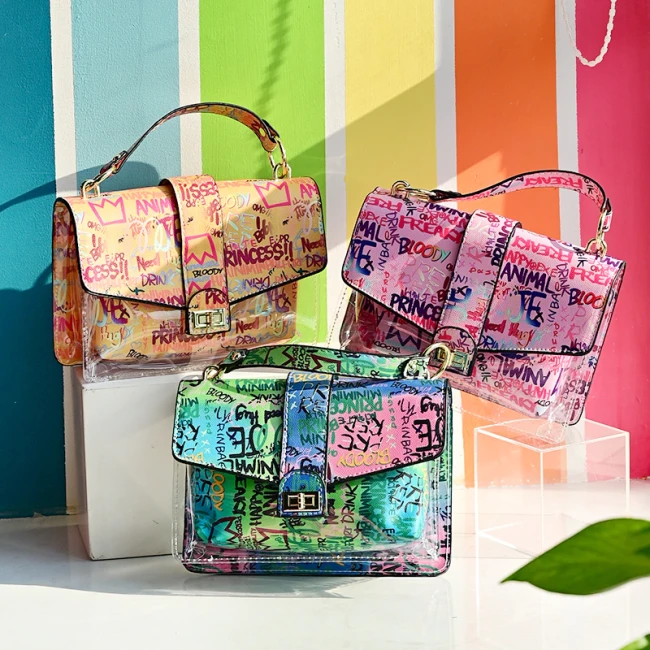 Graffiti Ladies Translucent Shoulder Bag Wallet Large Capacity Messenger Bags PS-805364