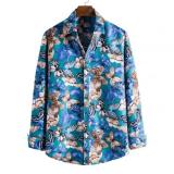 Fashion Butterfly Print Button Men's Long-Sleeve Shirts Tops CS0516