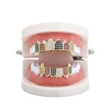 Hiphop Colorful AAA Cubia Zircon Gold Vampire Tooth Socket BESYT07182